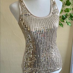 Express gold sequin tank top. Fits like a glove!